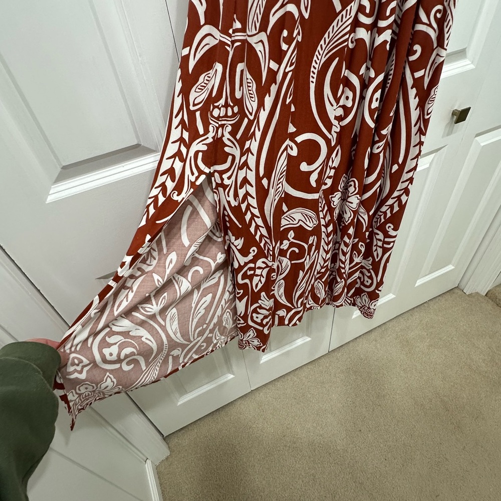 Rust orange White Patterned Maxi Dress - Picture 2 of 3